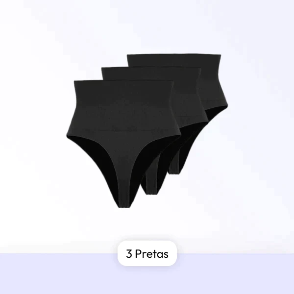 Three black high waist slimming panty set showing high rise tummy control briefs for women