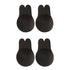 Set of four black reusable adhesive lifting bra pads with pull tabs for strapless backless support