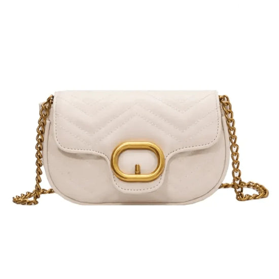 luxury minimalist leather bag cream quilted crossbody with gold oval clasp and chain strap